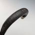 Antique British bone decorated curved handle leather wrapped iron shaft walking stick 89cm